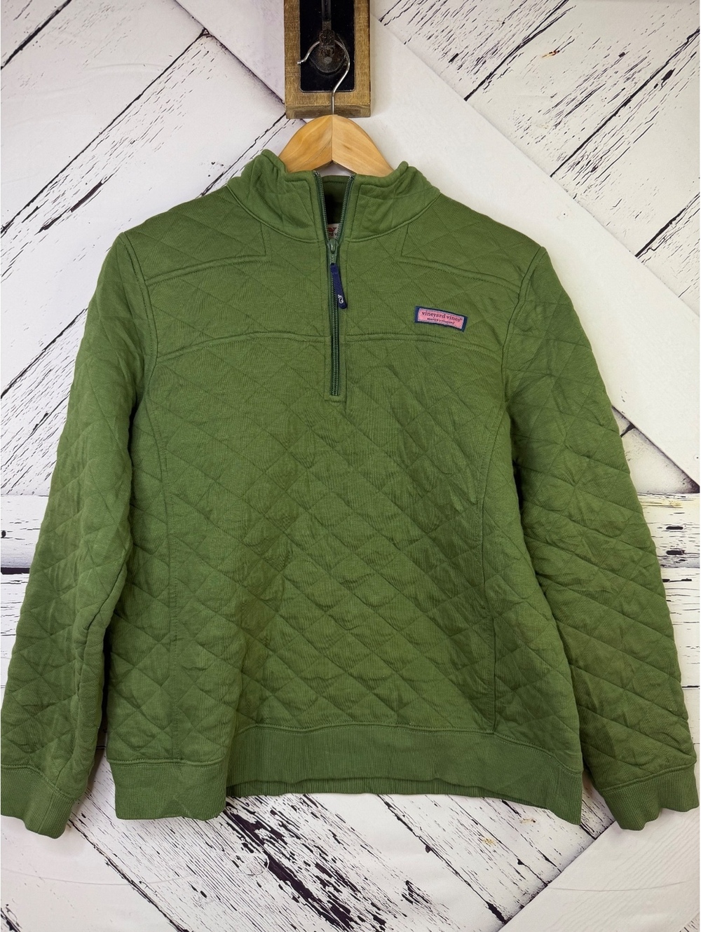 Vineyard Vines Diamond Quilted Dreamcloth Shep Quarter Zip Pullover Women Large